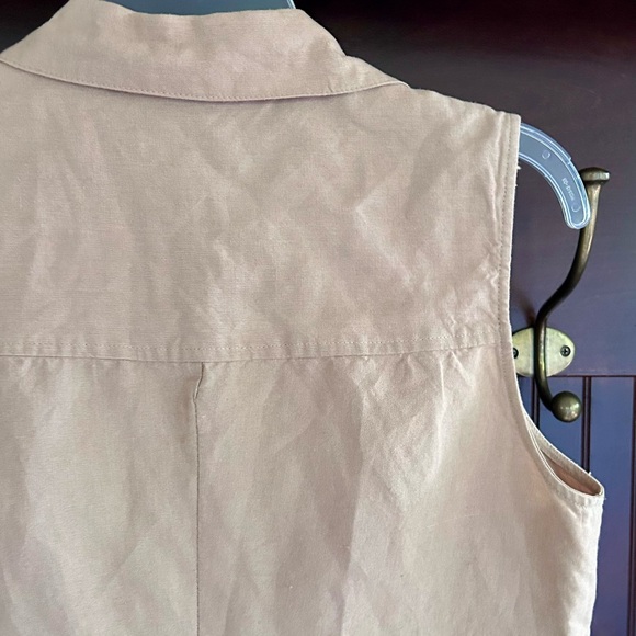 VALERIE STEVENS Y2K Brown Linen Button Tunic Tank 90s Lagenlook Minimalist Sz L - Picture 14 of 15